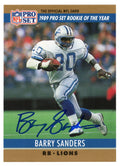 Barry Sanders Signed Detroit Lions 1990 Pro Set Rookie of the Year Football Trading Card #1 - SANCAR328 - Barry Sanders Signed Detroit Lions 1990 Pro Set Rookie of the Year Football Trading Card #1 product image