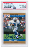 Barry Sanders Signed Detroit Lions 1990 Pro Set Rookie of the Year Football Trading Card #1 - (PSA Encapsulated) - SANCAR329 - Barry Sanders Signed Detroit Lions 1990 Pro Set Rookie of the Year Football Trading Card #1 - (PSA Encapsulated) product image