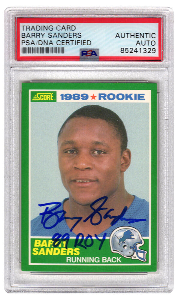 Barry Sanders Signed Detroit Lions 1989 Score Rookie Card #257 w/ROY'89 - (PSA Encapsulated) - SANCAR341 - Barry Sanders Signed Detroit Lions 1989 Score Rookie Card #257 w/ROY'89 - (PSA Encapsulated) product image