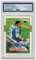Barry Sanders Signed Detroit Lions 1989 Topps Rookie Football Tarding Card #83T - (PSA Encapsulated) - SANCAR343 - Barry Sanders Signed Detroit Lions 1989 Topps Rookie Football Tarding Card #83T - (PSA Encapsulated) product image