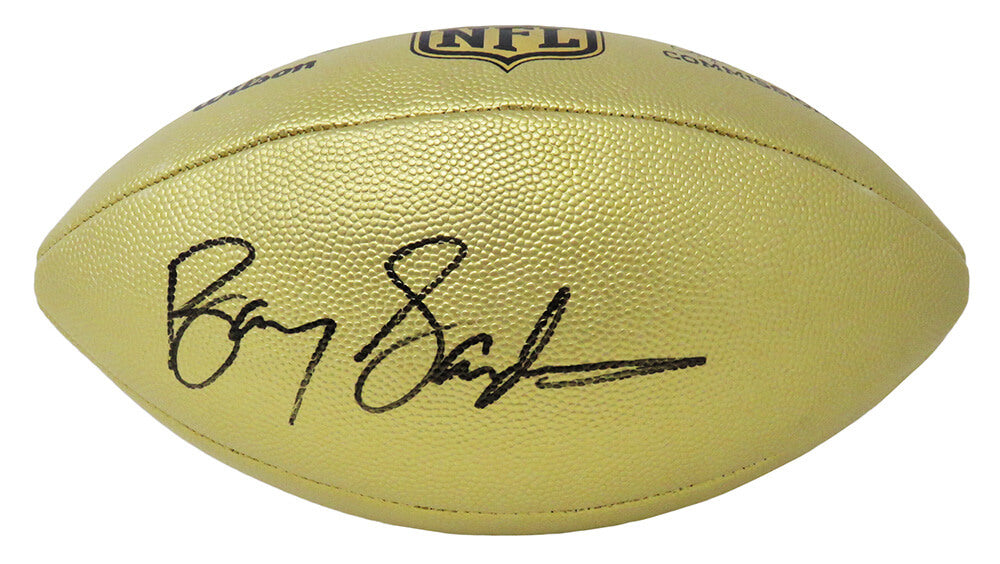 Barry Sanders Signed Wilson Duke Gold Metallic NFL Full Size Replica Football - SANFTB309 - Barry Sanders Signed Wilson Duke Gold Metallic NFL Full Size Replica Football product image