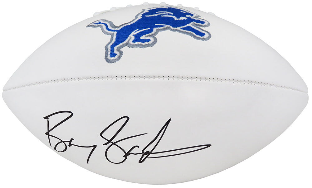 Barry Sanders Signed Detroit Lions Wilson White Logo Football - SANFTB311 - Barry Sanders Signed Detroit Lions Wilson White Logo Football product image