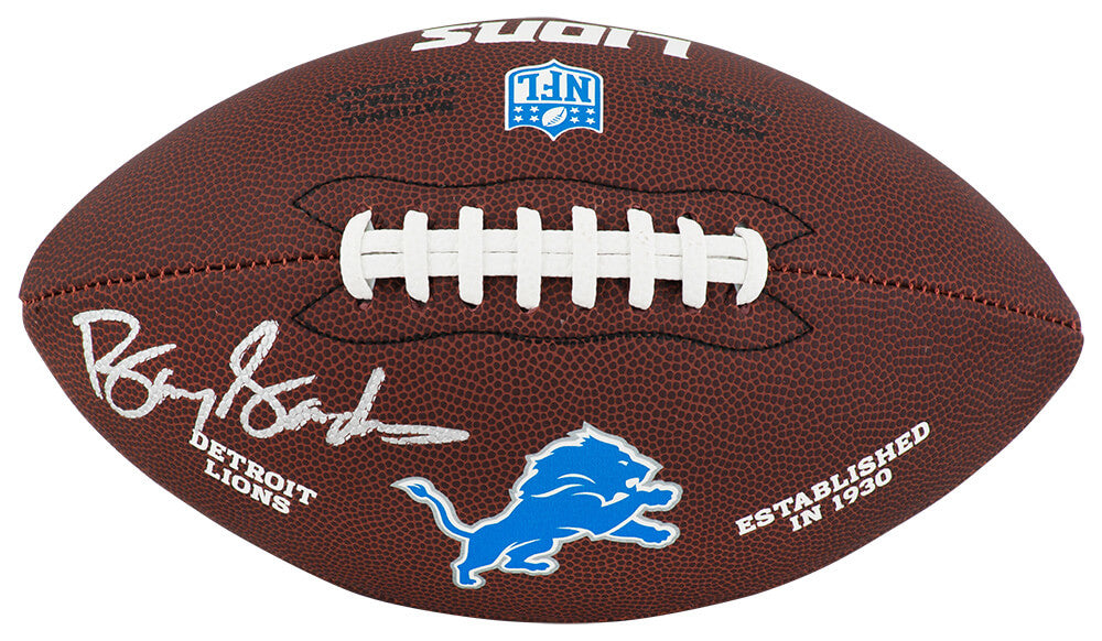 Barry Sanders Signed Wilson Lions Brown Logo Football - SANFTB317 - Barry Sanders Signed Wilson Lions Brown Logo Football product image