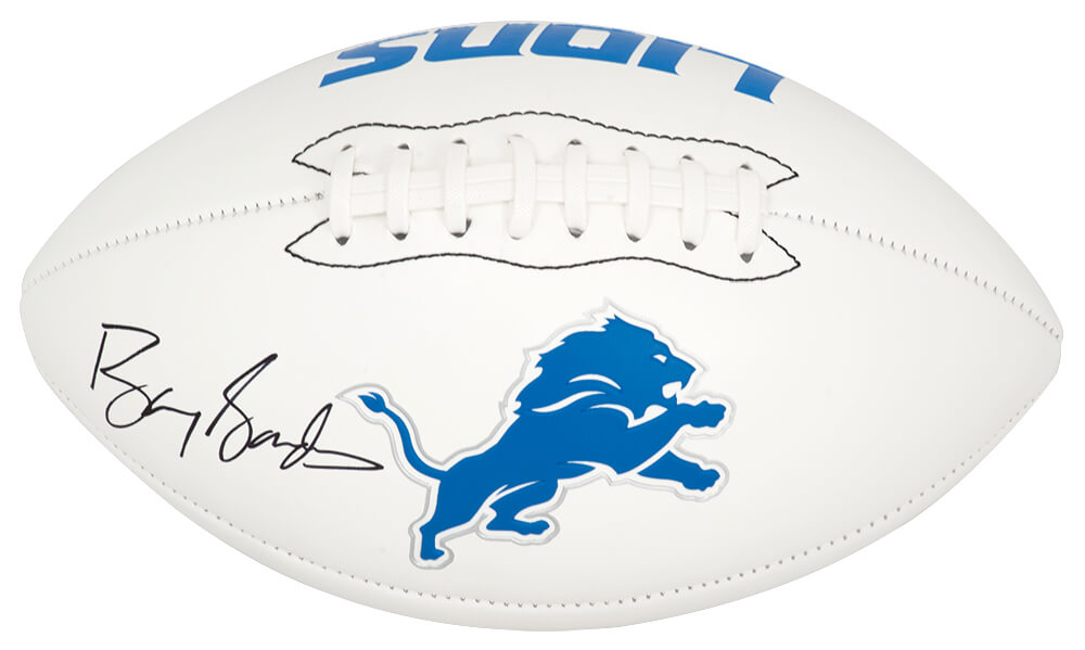 Barry Sanders Signed Franklin Detroit Lions White Logo Football - SANFTB318 - Barry Sanders Signed Franklin Detroit Lions White Logo Football product image
