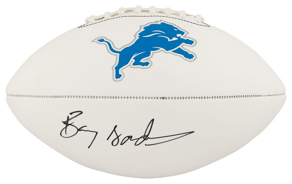 Barry Sanders Signed Franklin Lions White Team Logo Football - SANFTB320 - Barry Sanders Signed Franklin Lions White Team Logo Football product image