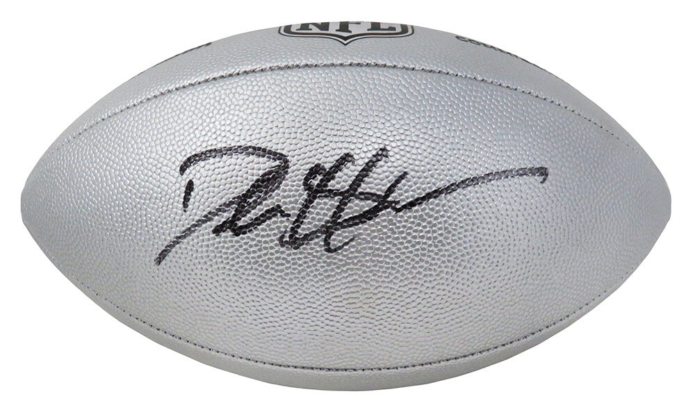 Deion Sanders Signed Wilson Duke Silver Metallic NFL Full Size Replica Football - SANFTB332 - Deion Sanders Signed Wilson Duke Silver Metallic NFL Full Size Replica Football product image