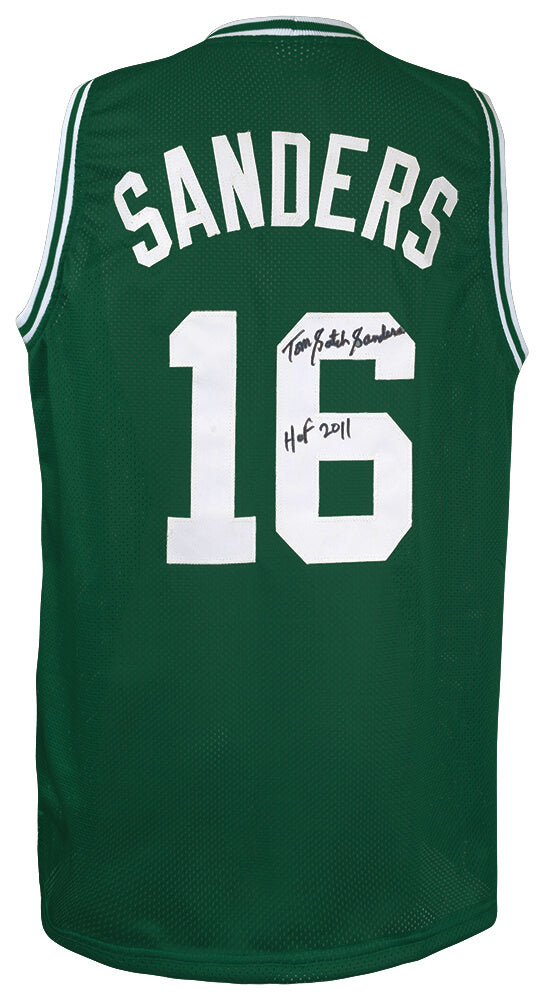 Tom Sanders Signed Green Custom Basketball Jersey w/Satch, HOF 2011 - SANJRY200 - Tom Sanders Signed Green Custom Basketball Jersey w/Satch, HOF 2011 product image