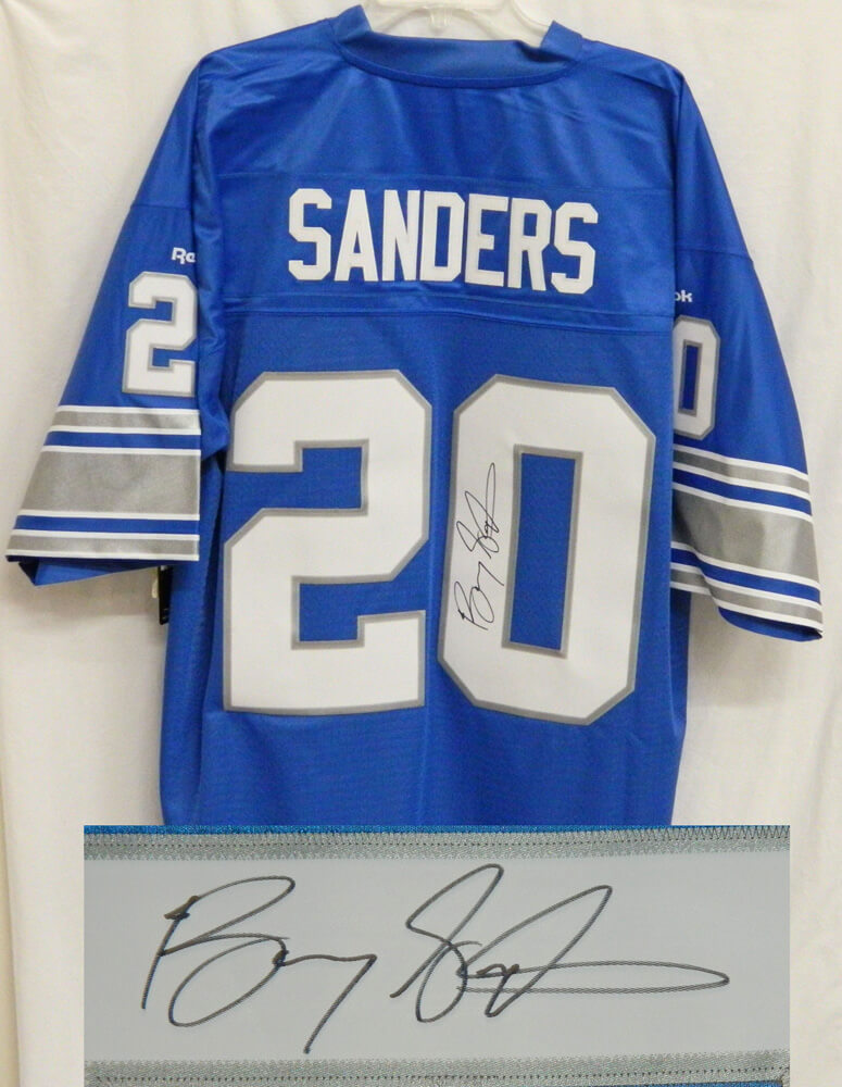 Barry Sanders Signed Lions Blue Reebok Premier Jersey - SANJRY300 - Barry Sanders Signed Lions Blue Reebok Premier Jersey product image