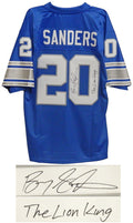 Barry Sanders Signed Lions Blue NFL Pro Line Vintage Premier Jersey w/Lion King - SANJRY306 - Barry Sanders Signed Lions Blue NFL Pro Line Vintage Premier Jersey w/Lion King product image