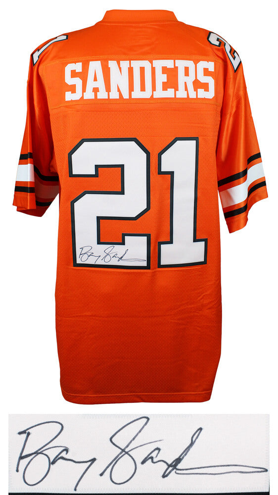 Barry Sanders Signed Oklahoma State Throwback Orange Premier Jersey - SANJRY307 - Barry Sanders Signed Oklahoma State Throwback Orange Premier Jersey product image