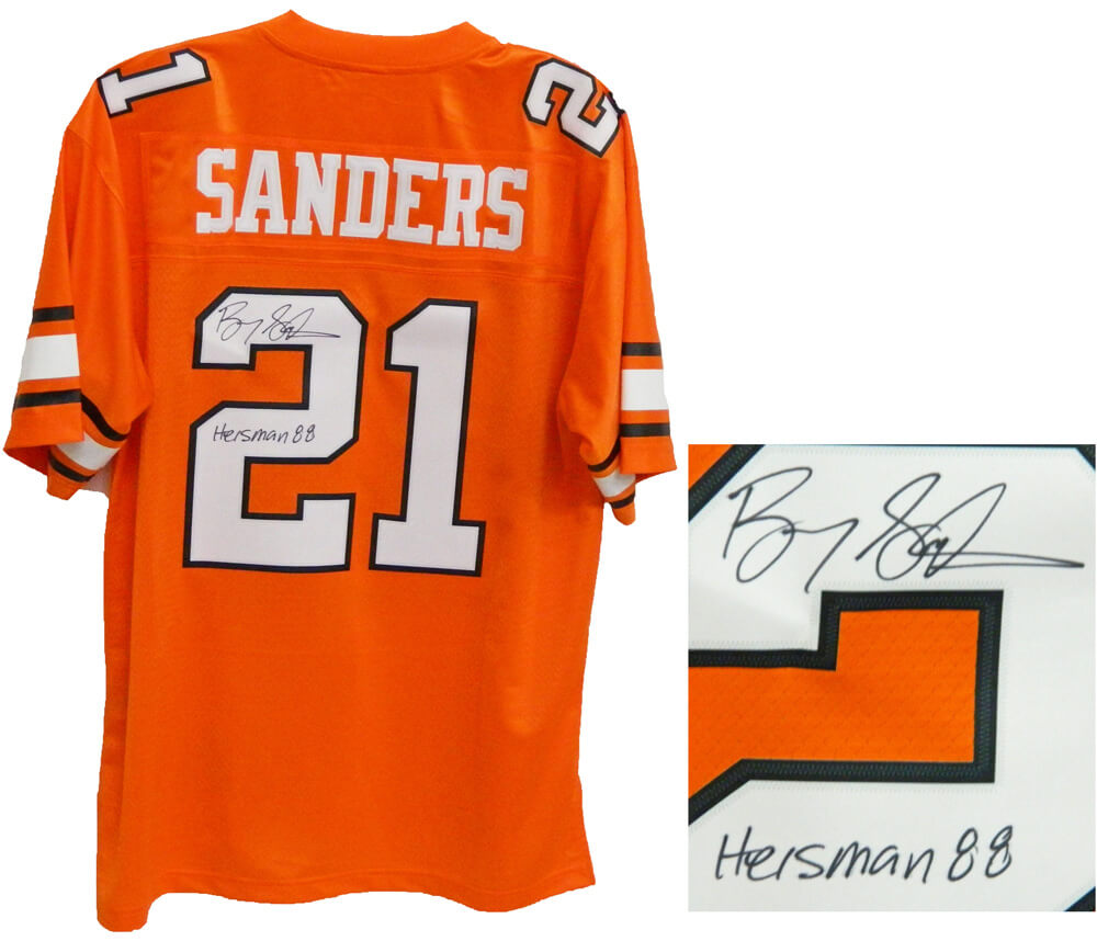 Barry Sanders Signed Oklahoma State T/B Orange Premier Jersey w/Heisman 88 - SANJRY308 - Barry Sanders Signed Oklahoma State T/B Orange Premier Jersey w/Heisman 88 product image