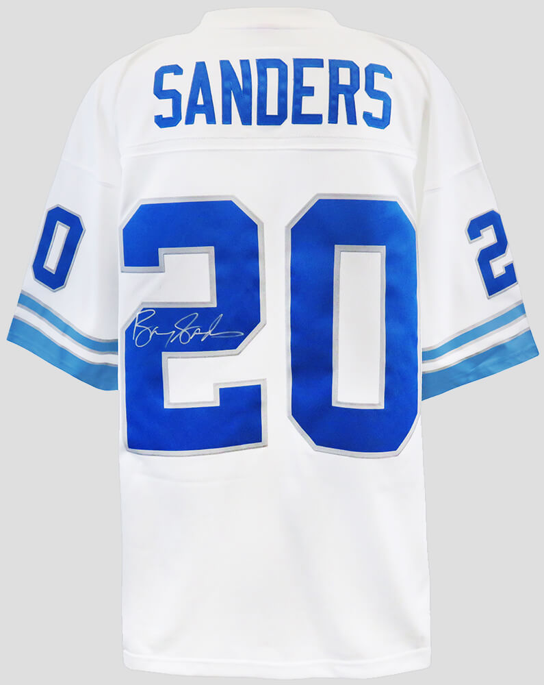 Barry Sanders Signed Detroit Lions White 1996 T/B M&N NFL Legacy Football Jersey (Signed On #2) - SANJRY319 - Barry Sanders Signed Detroit Lions White 1996 T/B M&N NFL Legacy Football Jersey (Signed On #2) product image