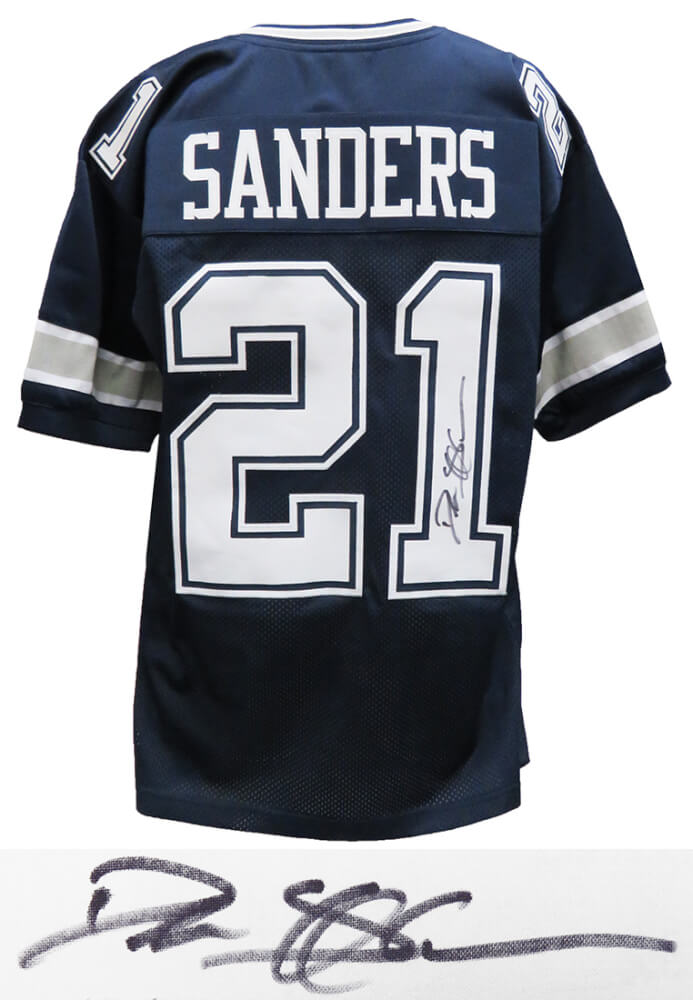 Deion Sanders Signed Navy Custom Jersey - SANJRY353 - Deion Sanders Signed Navy Custom Jersey product image