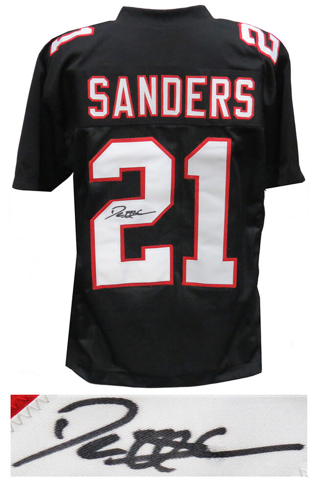 Deion Sanders Signed Black Throwback Custom Football Jersey (Beckett) - SANJRY354 - Deion Sanders Signed Black Throwback Custom Football Jersey (Beckett) product image