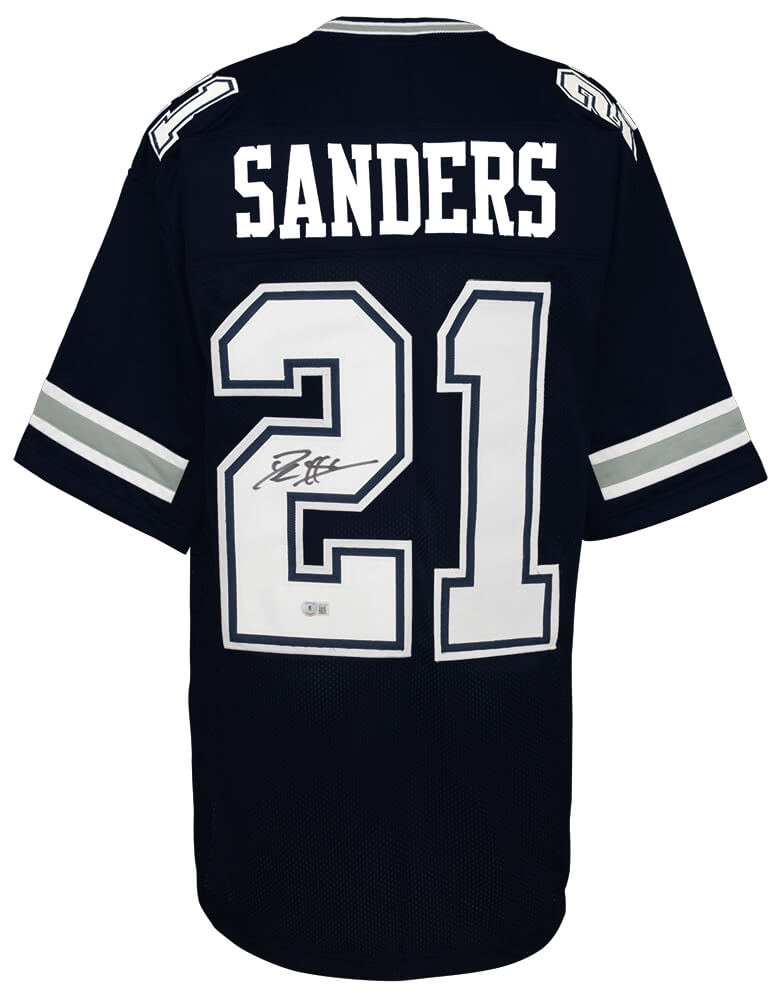 Deion Sanders Signed Navy Throwback Custom Football Jersey (Beckett) - SANJRY356 - Deion Sanders Signed Navy Throwback Custom Football Jersey (Beckett) product image
