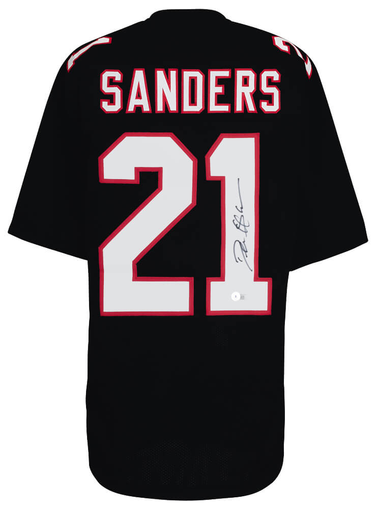 Deion Sanders Signed Black T/B Custom Football Jersey (Beckett) - SANJRY357 - Deion Sanders Signed Black T/B Custom Football Jersey (Beckett) product image
