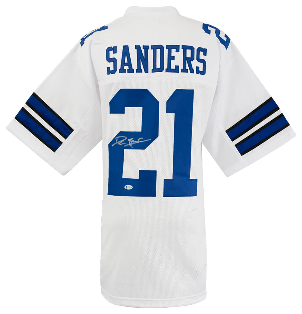 Deion Sanders Signed White Custom Football Jersey (Beckett) - SANJRY358 - Deion Sanders Signed White Custom Football Jersey (Beckett) product image