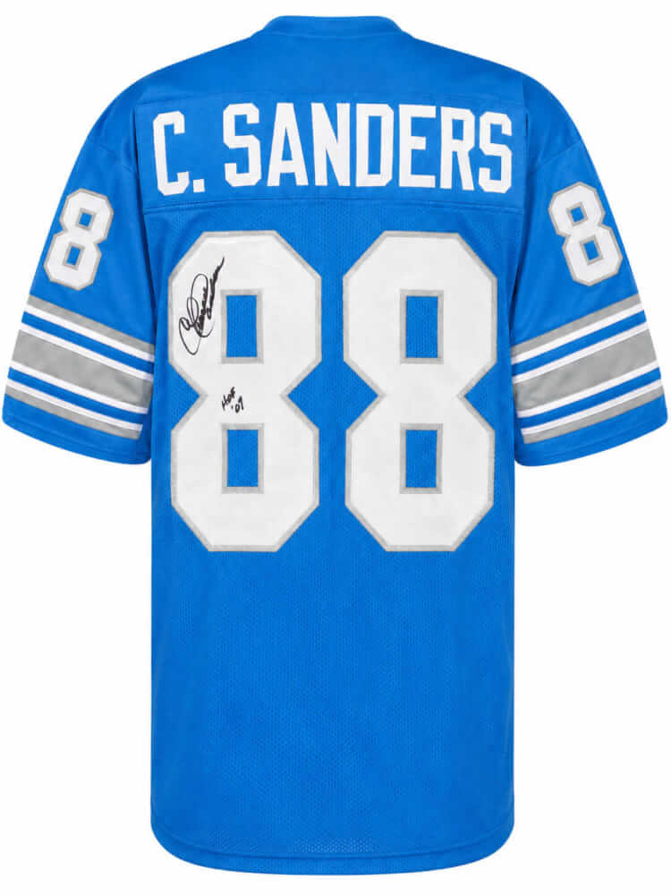 Charlie Sanders Signed Blue Throwback Custom Football Jersey w/HOF'07 - SANJRY370TW - Charlie Sanders Signed Blue Throwback Custom Football Jersey w/HOF'07 product image