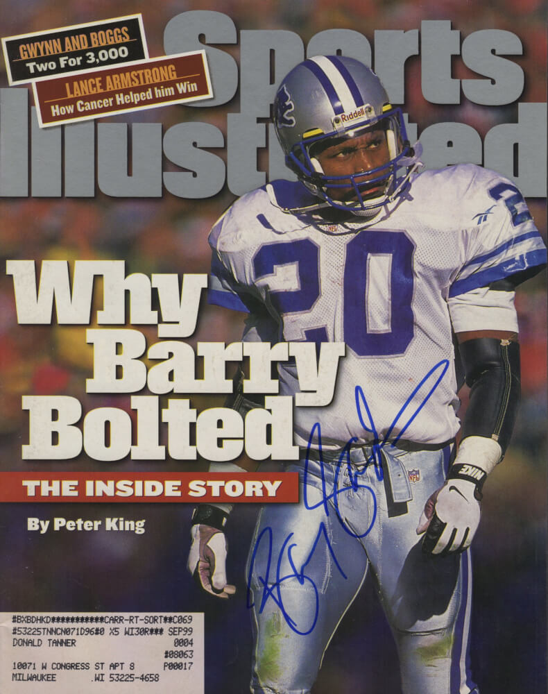 Barry Sanders Signed Lions "Why Barry Bolted" Sports Illustrated 8/9/99 Original Magazine - SANMAG301 - Barry Sanders Signed Lions "Why Barry Bolted" Sports Illustrated 8/9/99 Original Magazine product image