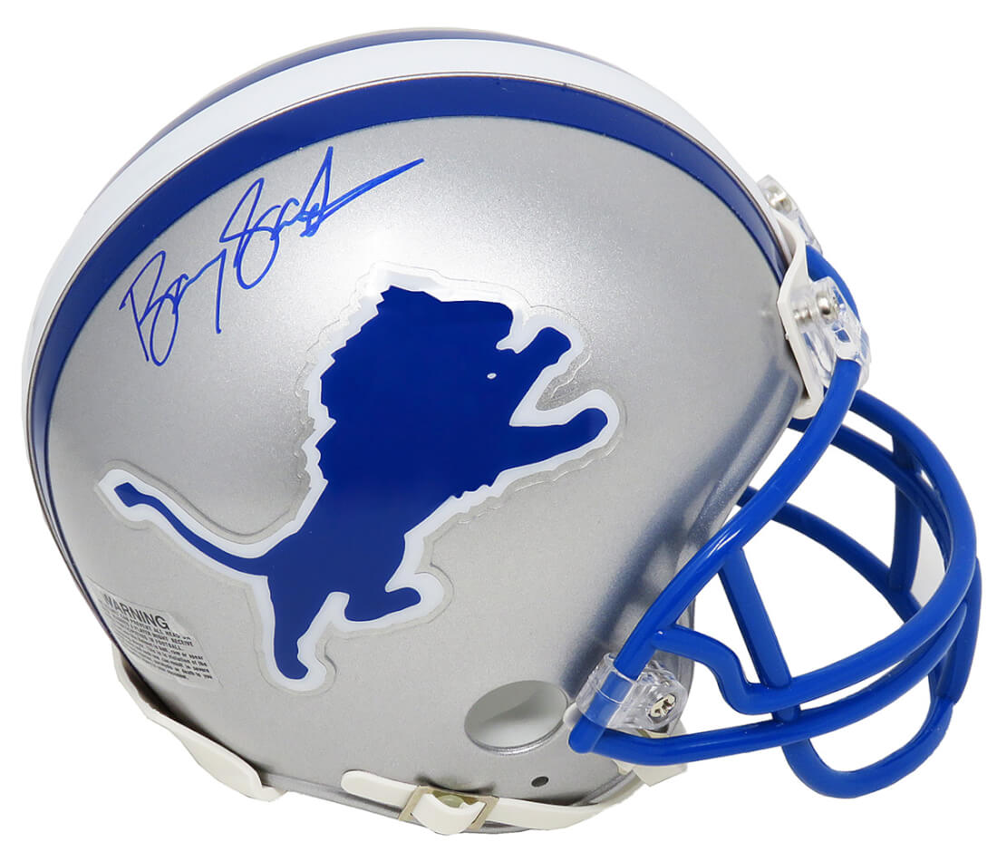 Barry Sanders Signed Lions Riddell Throwback Mini Helmet - SANMIN300 - Barry Sanders Signed Lions Riddell Throwback Mini Helmet product image