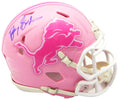 Barry Sanders Signed Detroit Lions Pink Riddell Mini Helmet - SANMIN306 - Barry Sanders Signed Detroit Lions Pink Riddell Mini Helmet product image