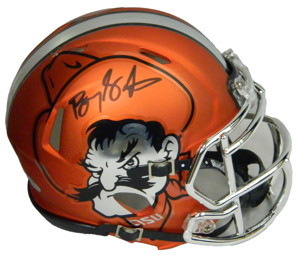 Barry Sanders Signed Oklahoma State Cowboys Orange Pistol Pete Riddell Speed Mini Helmet - SANMIN310 - Barry Sanders Signed Oklahoma State Cowboys Orange Pistol Pete Riddell Speed Mini Helmet product image