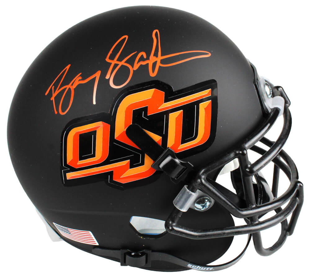 Barry Sanders Signed Oklahoma State Cowboys Black Schutt Mini Helmet - SANMIN311 - Barry Sanders Signed Oklahoma State Cowboys Black Schutt Mini Helmet product image