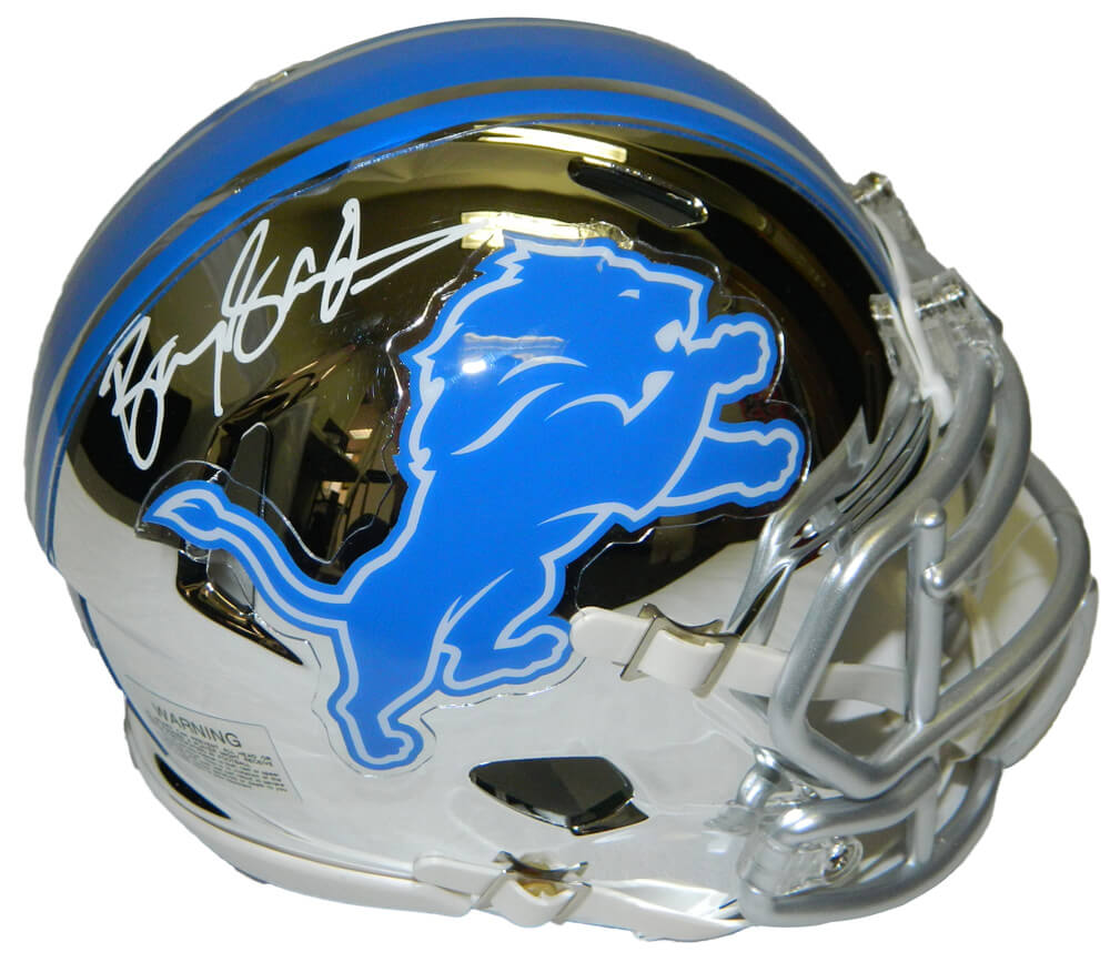Barry Sanders Signed Detroit Lions Chrome Riddell Speed Mini Helmet - SANMIN313 - Barry Sanders Signed Detroit Lions Chrome Riddell Speed Mini Helmet product image