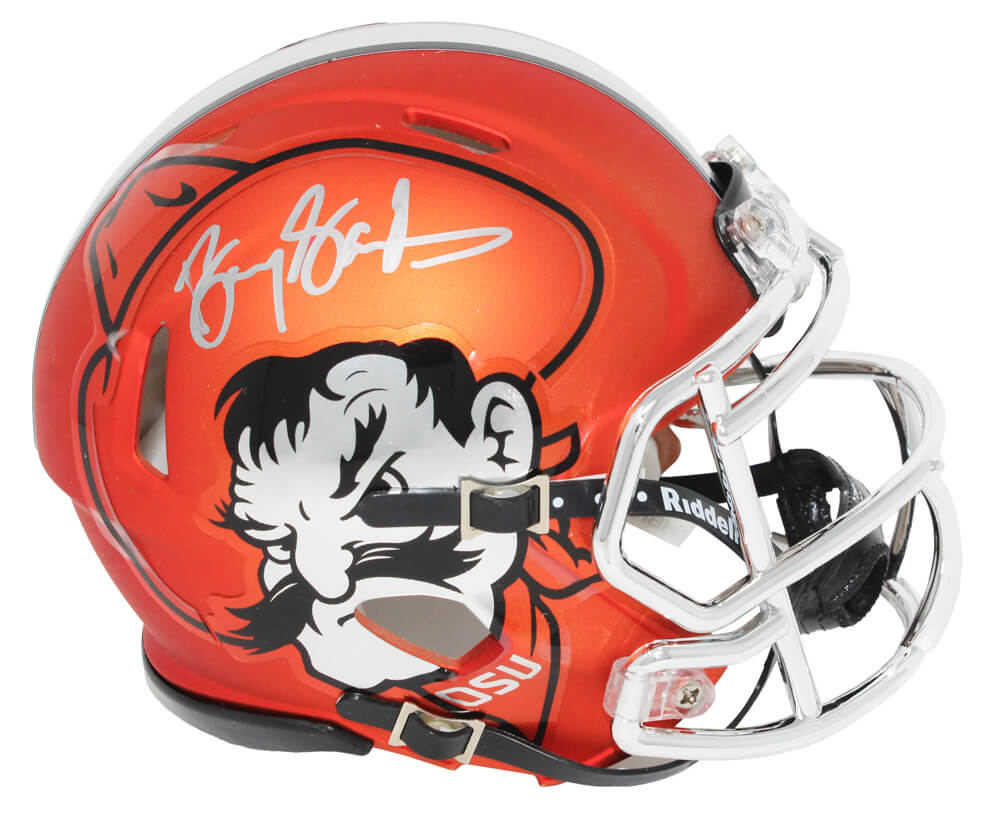 Barry Sanders Signed Oklahoma State Orange Pistol Pete Logo Riddell Speed Mini Helmet - SANMIN314 - Barry Sanders Signed Oklahoma State Orange Pistol Pete Logo Riddell Speed Mini Helmet product image