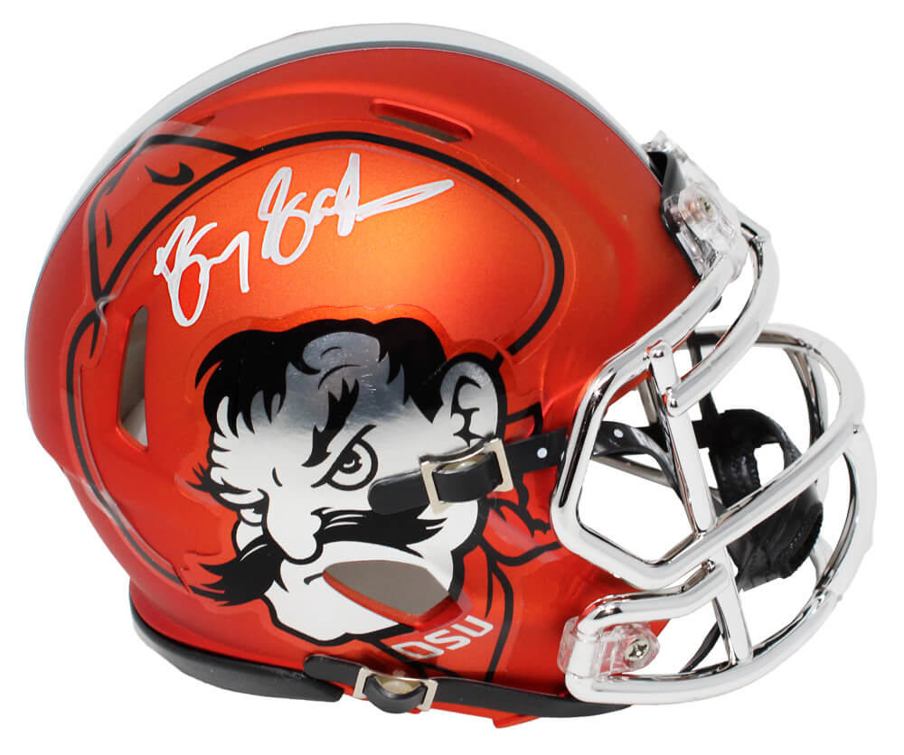 Barry Sanders Signed Ok State Cowboys Orange Pistol Pete Logo Riddell Speed Mini Helmet - SANMIN315 - Barry Sanders Signed Ok State Cowboys Orange Pistol Pete Logo Riddell Speed Mini Helmet product image