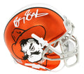Barry Sanders Signed Oklahoma State Orange Pistol Pete Logo Chrome Schutt Mini Helmet - SANMIN316 - Barry Sanders Signed Oklahoma State Orange Pistol Pete Logo Chrome Schutt Mini Helmet product image