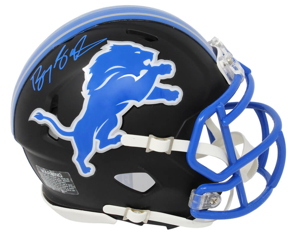 Barry Sanders Signed Detroit Lions Flat Black Matte Riddell Speed Mini Helmet - SANMIN317 - Barry Sanders Signed Detroit Lions Flat Black Matte Riddell Speed Mini Helmet product image