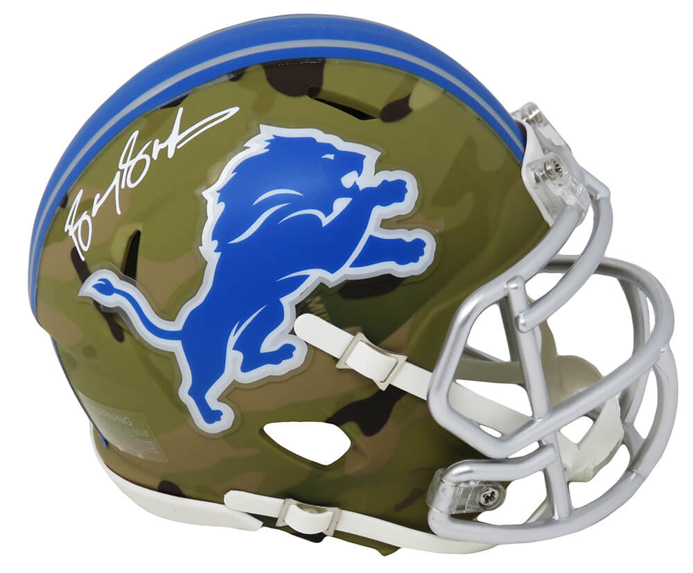 Barry Sanders Signed Detroit Lions CAMO Riddell Speed Mini Helmet - SANMIN323 - Barry Sanders Signed Detroit Lions CAMO Riddell Speed Mini Helmet product image
