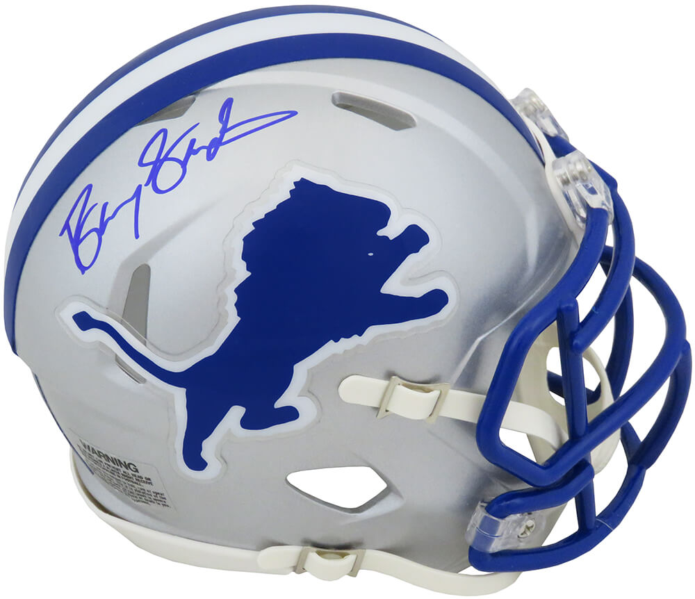 Barry Sanders Signed Detroit Lions Throwback Riddell Speed Mini Helmet - SANMIN329 - Barry Sanders Signed Detroit Lions Throwback Riddell Speed Mini Helmet product image