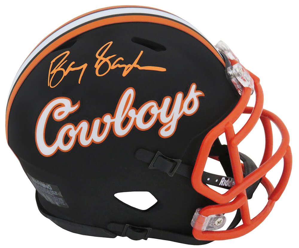 Barry Sanders Signed Oklahoma State Cowboys Black Riddell Speed Mini Helmet - SANMIN332 - Barry Sanders Signed Oklahoma State Cowboys Black Riddell Speed Mini Helmet product image