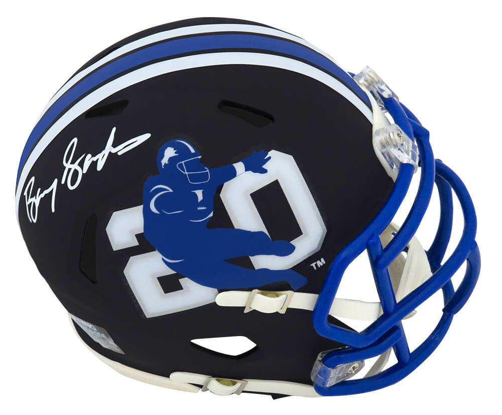 Barry Sanders Signed Detroit Lions Barry Sanders Logo Black Riddell Speed Mini Helmet - SANMIN334 - Barry Sanders Signed Detroit Lions Barry Sanders Logo Black Riddell Speed Mini Helmet product image