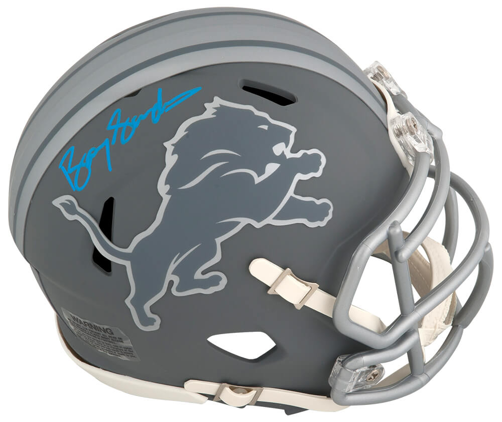 Barry Sanders Signed Detroit Lions SLATE Riddell Speed Mini Helmet - SANMIN380 - Barry Sanders Signed Detroit Lions SLATE Riddell Speed Mini Helmet product image