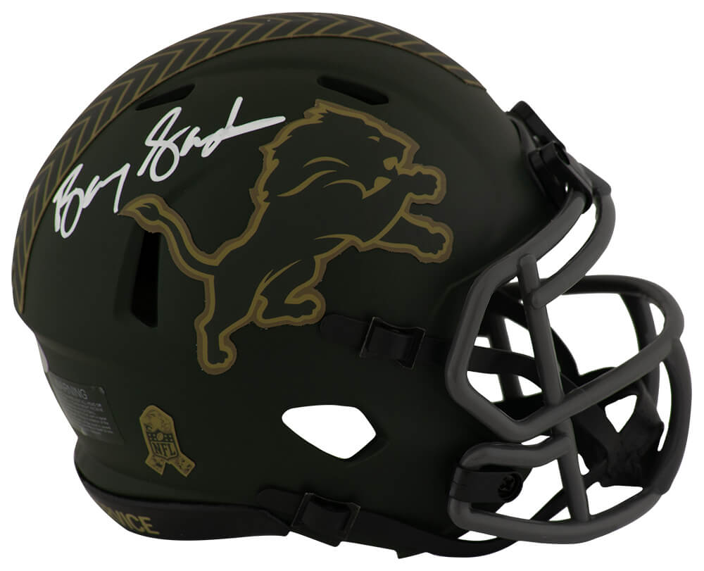 Barry Sanders Signed Detroit Lions 2025 Salute Riddell Speed Mini Helmet - SANMIN386 - Barry Sanders Signed Detroit Lions 2025 Salute Riddell Speed Mini Helmet product image