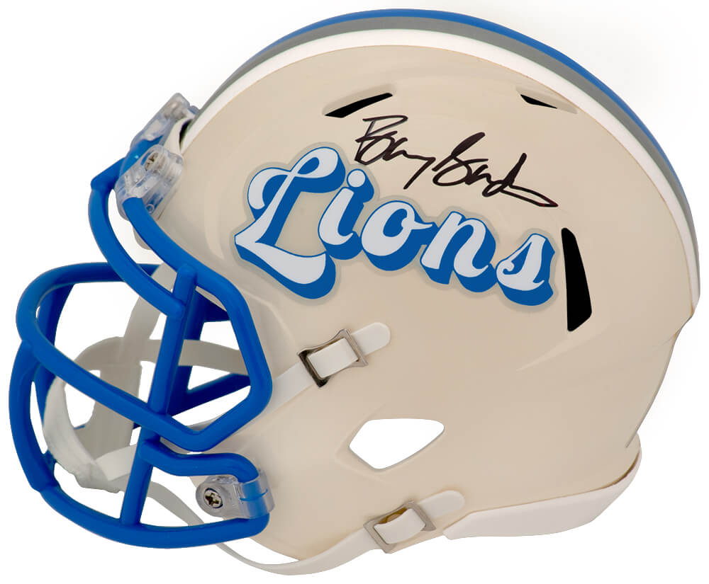 Barry Sanders Signed Detroit Lions RETRO Riddell Speed Mini Helmet - (On Lions Side) - SANMIN388 - Barry Sanders Signed Detroit Lions RETRO Riddell Speed Mini Helmet - (On Lions Side) product image