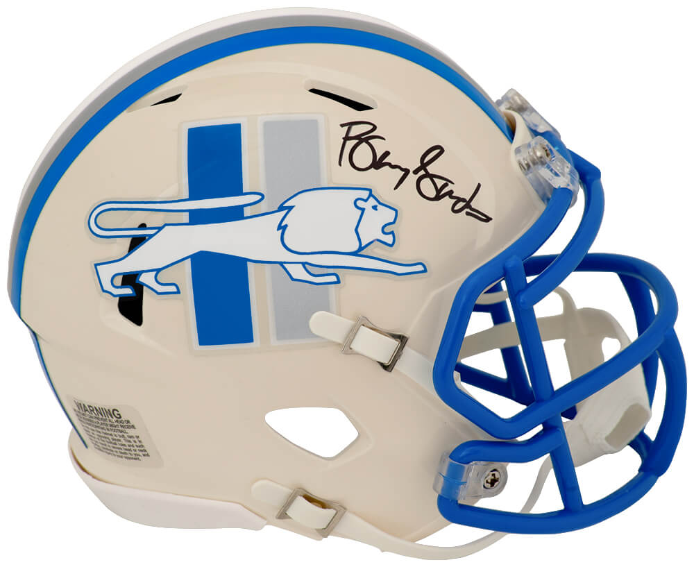 Barry Sanders Signed Detroit Lions RETRO Riddell Speed Mini Helmet - (In Black) - SANMIN389 - Barry Sanders Signed Detroit Lions RETRO Riddell Speed Mini Helmet - (In Black) product image