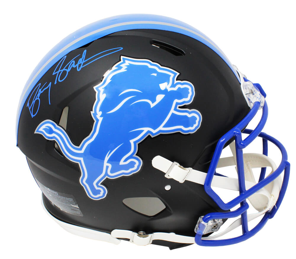 Barry Sanders Signed Detroit Lions Flat Black Matte Riddell Speed Authentic Proline Helmet - SANPRO311 - Barry Sanders Signed Detroit Lions Flat Black Matte Riddell Speed Authentic Proline Helmet product image