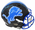 Barry Sanders Signed Detroit Lions Flat Black Matte Riddell Speed Authentic Proline Helmet w/The Lion King - SANPRO313 - Barry Sanders Signed Detroit Lions Flat Black Matte Riddell Speed Authentic Proline Helmet w/The Lion King product image