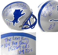 Barry Sanders Signed Lions Riddell Throwback Full-Size Replica Helmet w/7 Inscriptions - SANREP307 - Barry Sanders Signed Lions Riddell Throwback Full-Size Replica Helmet w/7 Inscriptions product image