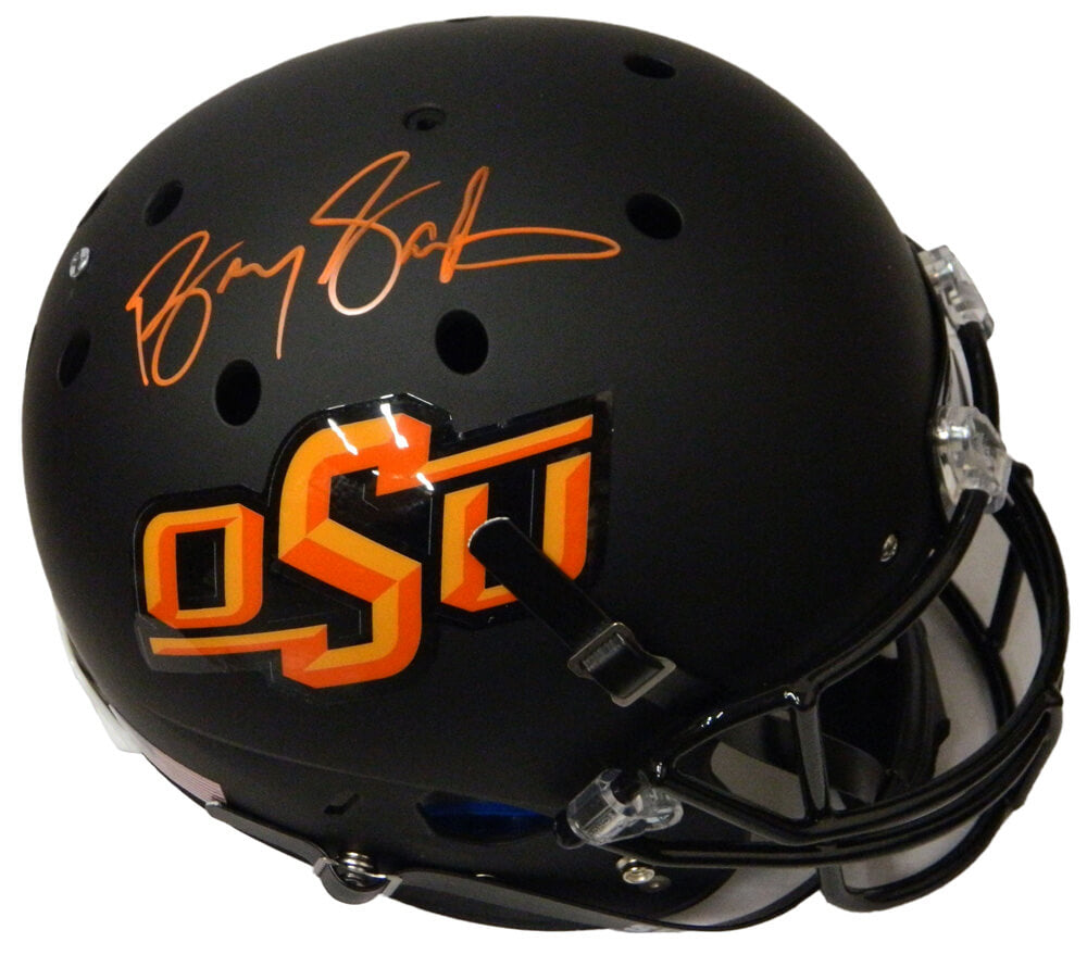 Barry Sanders Signed Oklahoma State Cowboys Black Schutt Full-Size Replica Helmet - SANREP315 - Barry Sanders Signed Oklahoma State Cowboys Black Schutt Full-Size Replica Helmet product image