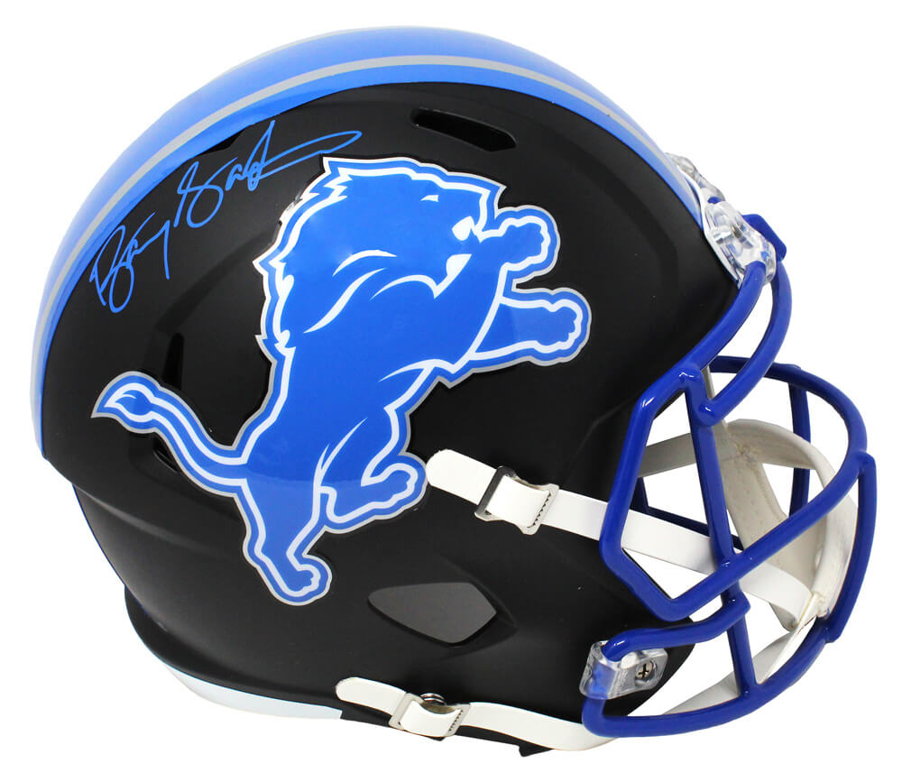 Barry Sanders Signed Detroit Lions Flat Black Matte Riddell Speed Full Size Replica Helmet - SANREP325 - Barry Sanders Signed Detroit Lions Flat Black Matte Riddell Speed Full Size Replica Helmet product image