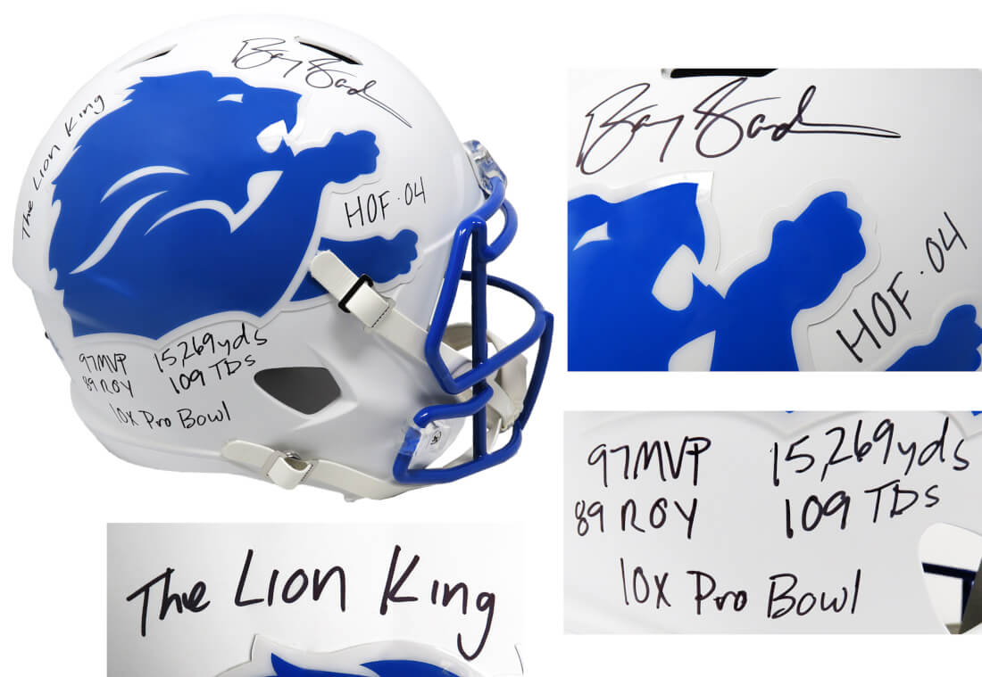 Barry Sanders Signed Detroit Lions AMP Alternate Series Riddell Full Size Speed Replica Helmet w/7 Inscriptions - SANREP331 - Barry Sanders Signed Detroit Lions AMP Alternate Series Riddell Full Size Speed Replica Helmet w/7 Inscriptions product image