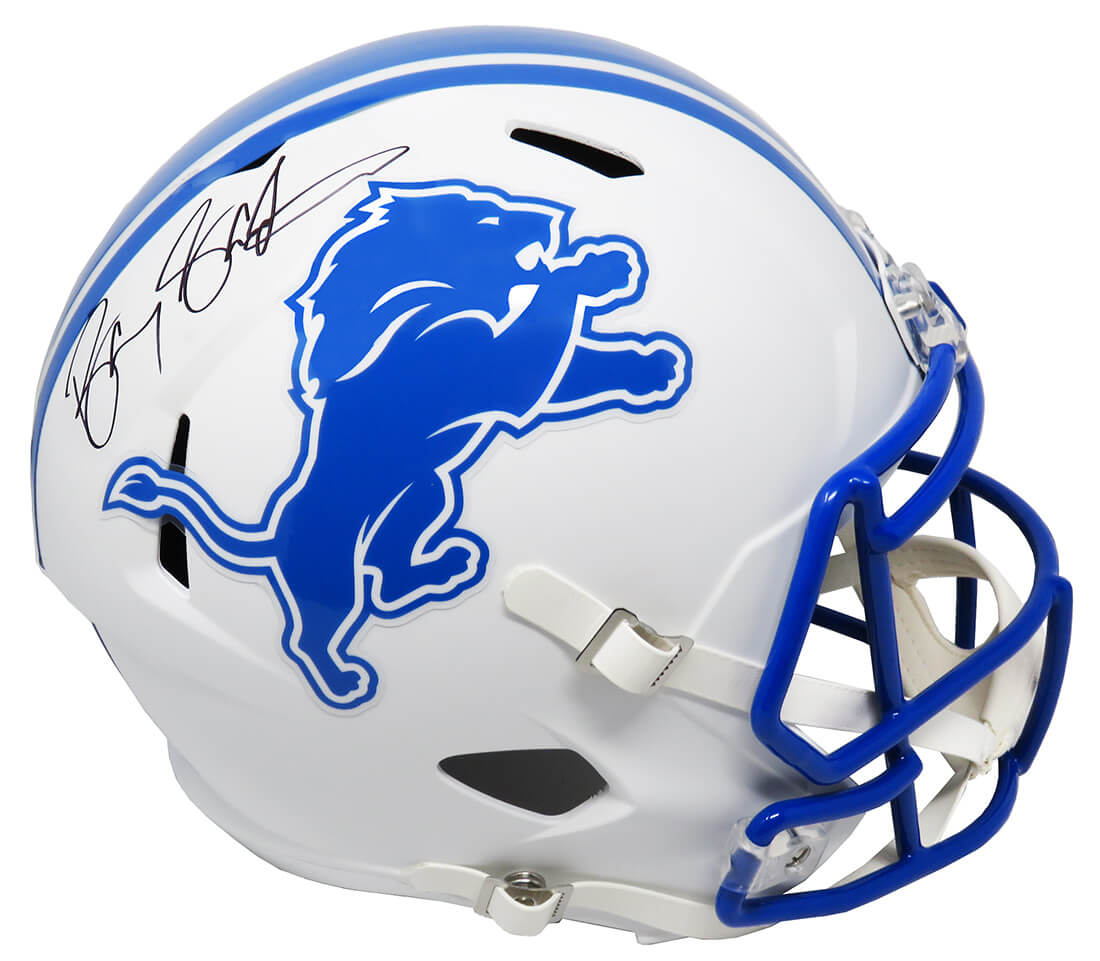 Barry Sanders Signed Detroit Lions Flat White Matte Riddell Speed Full Size Replica Helmet - SANREP332 - Barry Sanders Signed Detroit Lions Flat White Matte Riddell Speed Full Size Replica Helmet product image