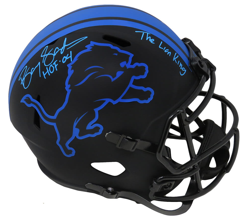 Barry Sanders Signed Detroit Lions Eclipse Black Matte Riddell Speed Full Size Replica Helmet w/HOF'04, The Lion King - SANREP338 - Barry Sanders Signed Detroit Lions Eclipse Black Matte Riddell Speed Full Size Replica Helmet w/HOF'04, The Lion King product image