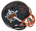 Barry Sanders Signed Oklahoma State Black Schutt Full Size Replica Helmet w/Heisman'88, 2628 Yds, 39 TDs - SANREP348 - Barry Sanders Signed Oklahoma State Black Schutt Full Size Replica Helmet w/Heisman'88, 2628 Yds, 39 TDs product image