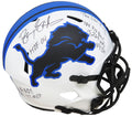 Barry Sanders Signed Detroit Lions Lunar Eclipse White Matte Riddell Speed Full Size Replica Helmet w/7 Inscriptions - SANREP349 - Barry Sanders Signed Detroit Lions Lunar Eclipse White Matte Riddell Speed Full Size Replica Helmet w/7 Inscriptions product image